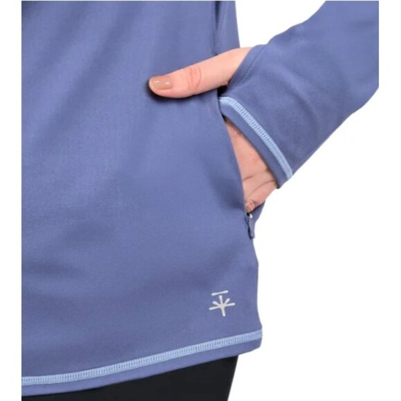 Soybu Women's Long Sleeve Quarter Zip Mock Neck Active Top (Blue, Large) - Picture 2 of 2